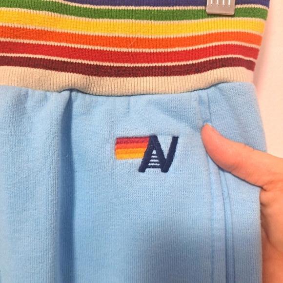 Aviator Nation rainbow rib sweatpant sky blue medium - Picture 6 of 7